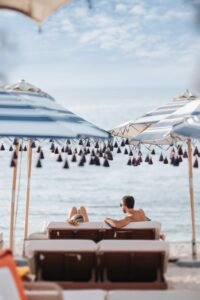 Luxury poolside setting at Sirene Beach Dubai at J1 Beach.