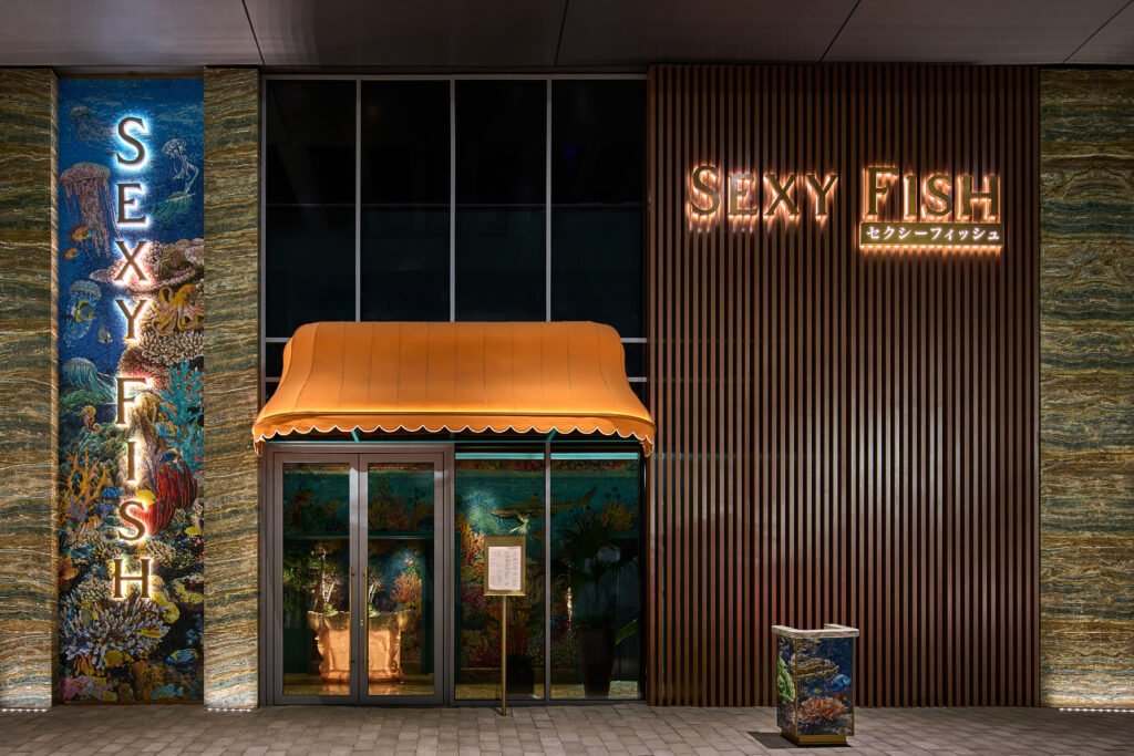 High-energy interior of Sexy Fish Dubai during a dinner service in the UAE.
