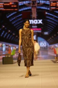 Model wearing a dress from the Max Fashion collection in Dubai.