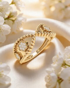 Radiant gold ring from the Floréa Collection at Pure Gold Jewellers.