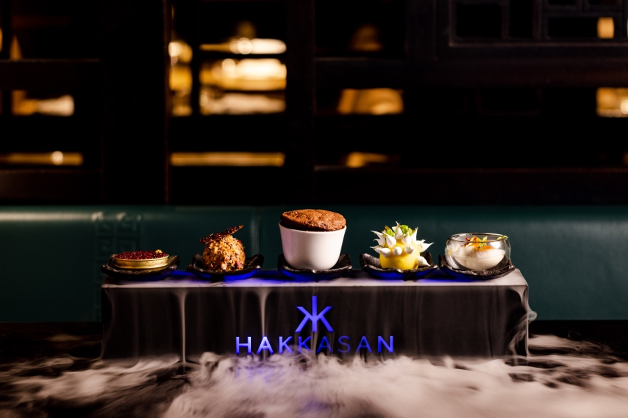 Luxury Peking duck with caviar at Hakkasan for Cantonese dining Abu Dhabi at Emirates Palace.