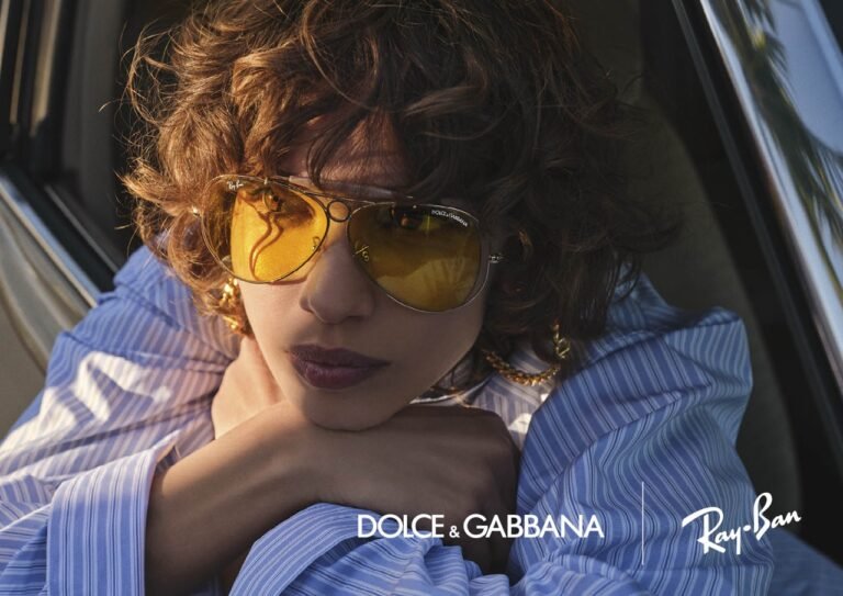 model wearing Ray Ban Dolce Gabbana sunglasses Dubai fashion