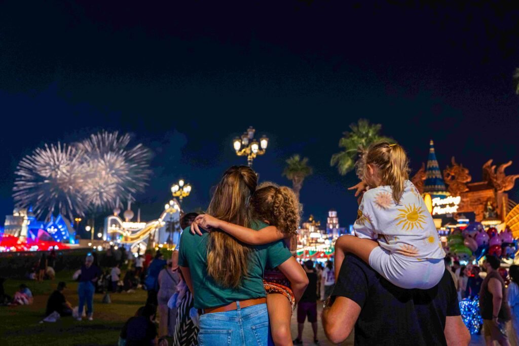 Family enjoying Global Village tickets for a multicultural cultural experience in Dubai.