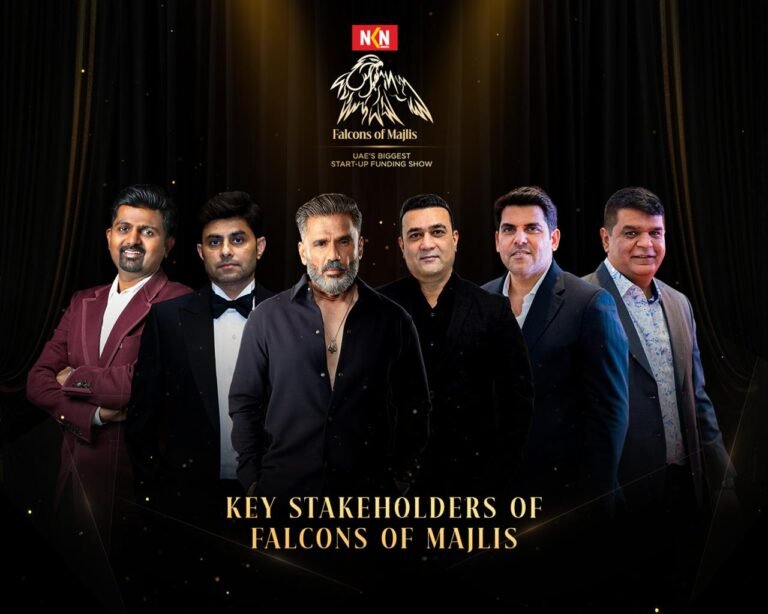 Principal investors and Suneil Shetty at the Falcons of Majlis for UAE startup investment.