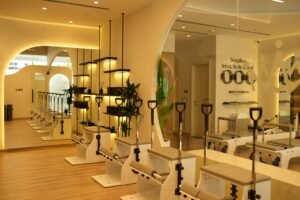 Bright interior of the new fully equipped studio for pilates in dubai located in Arjan.