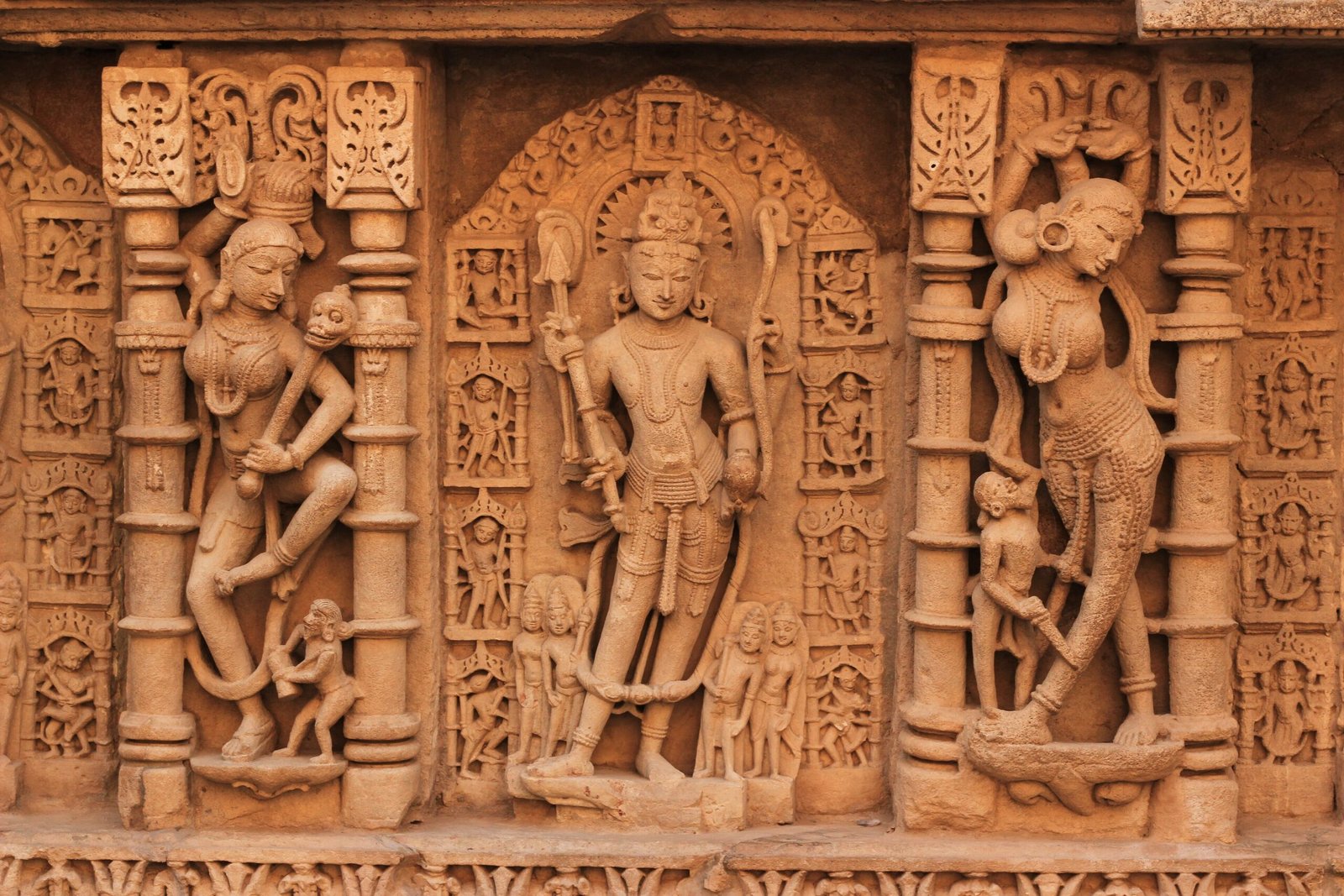 Rani ki Vav intricate stone sculpture carving detail Patan Gujarat India heritage