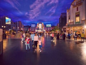 Main indoor plaza of the award winning venue representing theme parks in uae on Yas Island.
