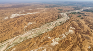Saraswati River India Ghaggar-Hakra paleochannel Thar Desert ancient course aerial satellite view

